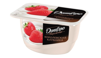 Даниссимо творожный продукт 130гр 1/8шт Королевская Клубника 5,6%