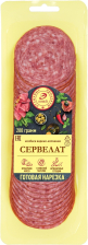 Сервелат в/к нарезка в/у 200гр 1/5шт ИНЕЙ)