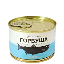 Горбуша тихоок нат с маслом 250гр 1/24шт ж/б ключ Рыбное Меню