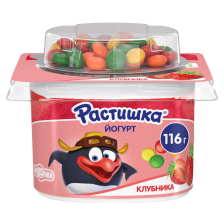 Йогурт 116гр Клубника и злак. драже банан-апельсин 3% 1/9шт Растишка