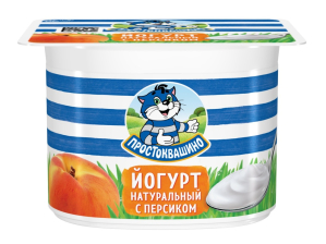 Йогурт 110гр Персик 2,9% 1/12шт Простоквашино
