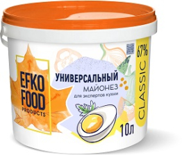 Майонез classic универсальный 67% 10л (ведро) EFKO FOOD