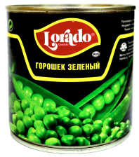 Горошек зеленый ж/б 3100мл (1800гр) 1/4шт Лорадо)